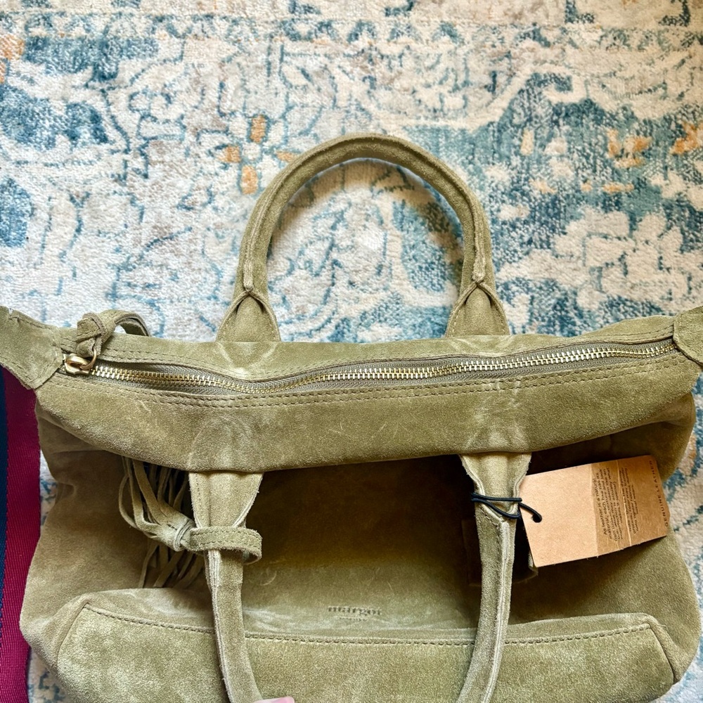 NWT Margot New York Suede Dani Satchel Tote MSRP $178 Tassel Boho Stripes NEW - Picture 8 of 10